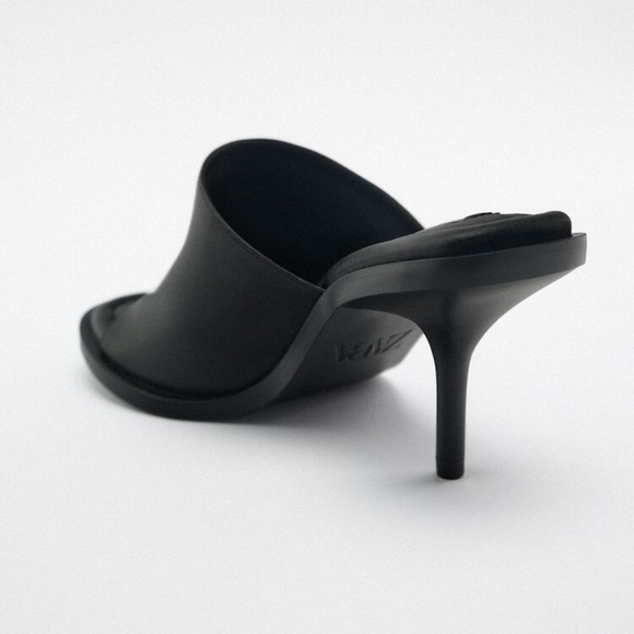 NWT. Zara Black Leather High-Heel Sandals. Size 9. - Picture 9 of 12